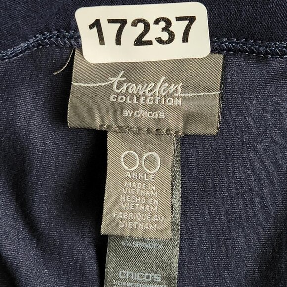 Chicos Pants Womens 00 Navy Blue 2 Ankle Pull On Straight Leg Travelers Stretch - Picture 10 of 12